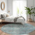 8' Teal Blue Gray And Charcoal Round Floral Washable Indoor Outdoor Area Rug