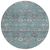 8' Teal Blue Gray And Charcoal Round Floral Washable Indoor Outdoor Area Rug