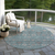 8' Teal Blue Gray And Charcoal Round Floral Washable Indoor Outdoor Area Rug
