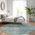 8' Teal Blue Gray And Charcoal Round Floral Washable Indoor Outdoor Area Rug