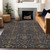 8' X 10' Navy Blue Brown And Red Floral Washable Indoor Outdoor Area Rug - Navy Blue, Brown, Red
