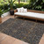 8' X 10' Navy Blue Brown And Red Floral Washable Indoor Outdoor Area Rug - Navy Blue, Brown, Red