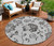 8' Gray Charcoal And Silver Round Floral Washable Indoor Outdoor Area Rug Transitional Style - Gray, Charcoal, Silver Color