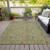 9' X 12' Green Copper And Sage Floral Washable Indoor Outdoor Area Rug