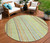 8' Sage Brown And Sky Blue Round Striped Washable Indoor Outdoor Area Rug
