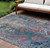 8' X 10' Teal Blue And Plum Abstract Washable Indoor Outdoor Area Rug