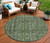 8' Artichoke Green And Black Round Damask Washable Indoor Outdoor Area Rug