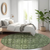 8' Artichoke Green And Black Round Damask Washable Indoor Outdoor Area Rug