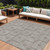 10' X 14' Taupe And Ivory Geometric Washable Indoor Outdoor Area Rug Transitional Style - Taupe, Ivory Color