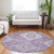 8' Lavender Plum And Ivory Round Medallion Washable Indoor Outdoor Area Rug