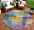 8' Blue Green And Purple Round Abstract Washable Indoor Outdoor Area Rug
