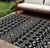 8' X 10' Black Ivory And Blue Geometric Washable Indoor Outdoor Area Rug