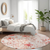 8' Salmon And Coral Round Floral Washable Indoor Outdoor Area Rug