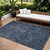 8' X 10' Navy Blue And Charcoal Damask Washable Indoor Outdoor Area Rug