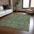 10' X 14' Artichoke Green And Black Damask Washable Indoor Outdoor Area Rug