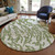 8' Green Gray And Ivory Round Animal Print Washable Indoor Outdoor Area Rug