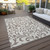 8' X 10' Taupe And Ivory Floral Washable Indoor Outdoor Area Rug