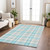 10' X 14' Aqua And Gray Plaid Washable Indoor Outdoor Area Rug