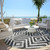8' Black Gray And Silver Round Geometric Washable Indoor Outdoor Area Rug