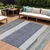 8' X 10' Denim Blue Ivory And Gray Abstract Washable Indoor Outdoor Area Rug