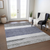 8' X 10' Denim Blue Ivory And Gray Abstract Washable Indoor Outdoor Area Rug