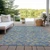 10' X 14' Sky Blue And Gray Geometric Washable Indoor Outdoor Area Rug