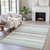 8' X 10' Teal Blue And Gray Striped Washable Indoor Outdoor Area Rug - Teal Blue, Gray