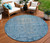 8' Blue Round Oriental Washable Indoor Outdoor Area Rug