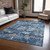 8' X 10' Navy Blue And Denim Blue Striped Washable Indoor Outdoor Area Rug - Navy Blue, Denim Blue