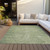8' X 10' Artichoke Green And Ivory Abstract Washable Indoor Outdoor Area Rug - 608219249090