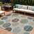 9' X 12' Khaki Fern Green And Teal Blue Geometric Washable Indoor Outdoor Area Rug