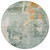 8' Blue Copper And Gray Round Abstract Washable Indoor Outdoor Area Rug