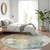 8' Blue Copper And Gray Round Abstract Washable Indoor Outdoor Area Rug