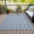 8' X 10' Denim Blue And Ivory Ogee Washable Indoor Outdoor Area Rug