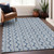 8' X 10' Denim Blue And Ivory Ogee Washable Indoor Outdoor Area Rug