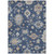 9' X 12' Navy Blue Beige And Gray Floral Washable Indoor Outdoor Area Rug