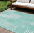 10' X 14' Teal Blue Aqua And Ivory Striped Washable Indoor Outdoor Area Rug