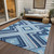 10' X 14' Navy Blue Aqua And Ivory Tribal Washable Indoor Outdoor Area Rug