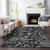 10' X 14' Black Gray And Charcoal Paisley Washable Indoor Outdoor Area Rug