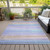 9' X 12' Lavender Sky Blue And Beige Striped Washable Indoor Outdoor Area Rug