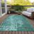 9' X 12' Teal Blue Ikat Washable Indoor Outdoor Area Rug