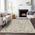 10' X 14' Beige Brown And Gray Floral Washable Indoor Outdoor Area Rug