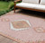 8' X 10' Pink Green And Ivory Oriental Washable Indoor Outdoor Area Rug