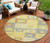 8' Yellow Blue And Terra Cotta Round Geometric Washable Indoor Outdoor Area Rug