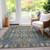 10' X 14' Blue Taupe And Beige Moroccan Washable Indoor Outdoor Area Rug