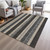 9' X 12' Black And Ivory Striped Washable Indoor Outdoor Area Rug - Black, Ivory