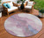 8' Mauve And Pink Round Abstract Washable Indoor Outdoor Area Rug