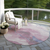 8' Mauve And Pink Round Abstract Washable Indoor Outdoor Area Rug