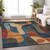 9' X 12' Navy Blue And Orange Abstract Washable Indoor Outdoor Area Rug
