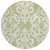 8' Sage And Ivory Round Damask Washable Indoor Outdoor Area Rug